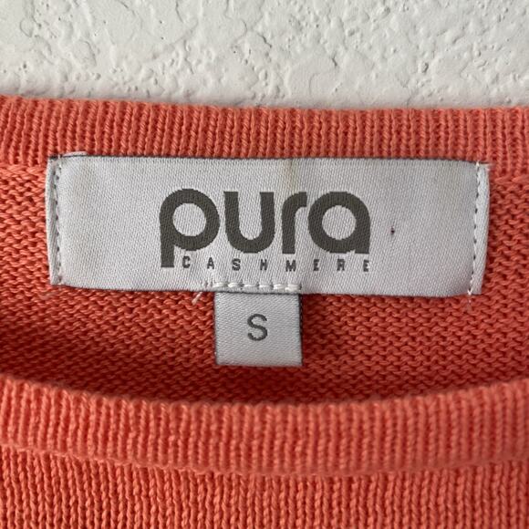 Pura Cashmere Classic Breton White Striped Peach Long Sleeve S Shirt Casual Chic - Picture 3 of 8